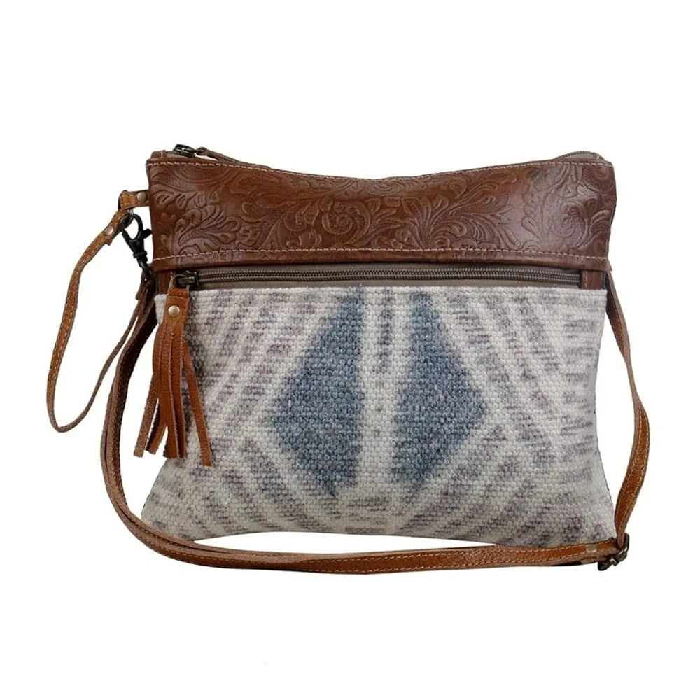 Myra Bag Leather/Cotton Crossbody EUC